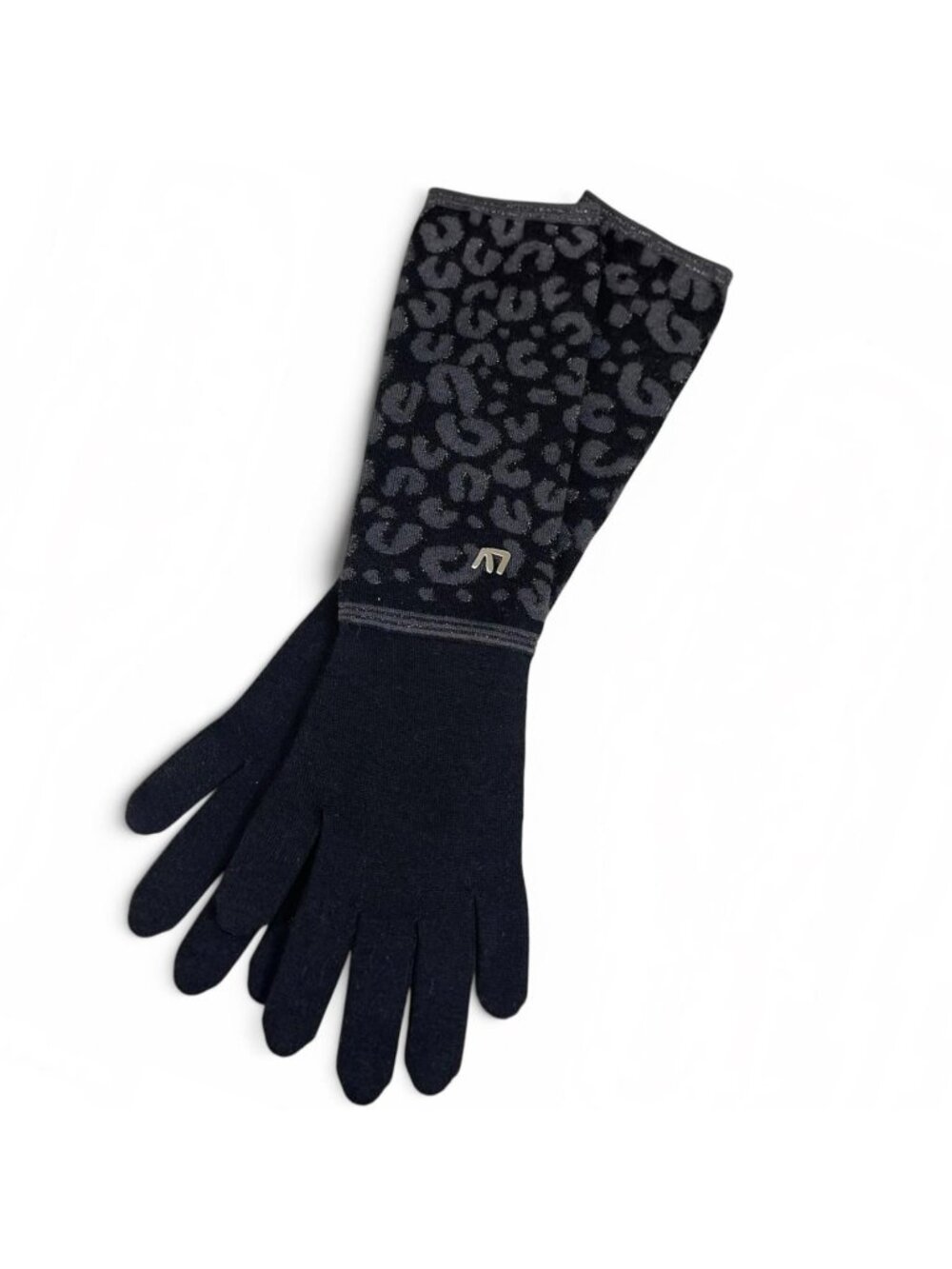 Louis Vuitton Gon Maille Leopard Cashmere Silk LV Logo Long Gloves